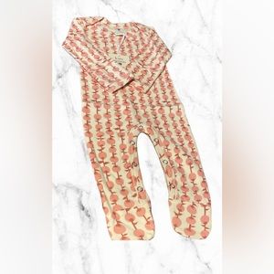 Kate Quinn long sleeve lap neck footie rose berry vine size 3-6m